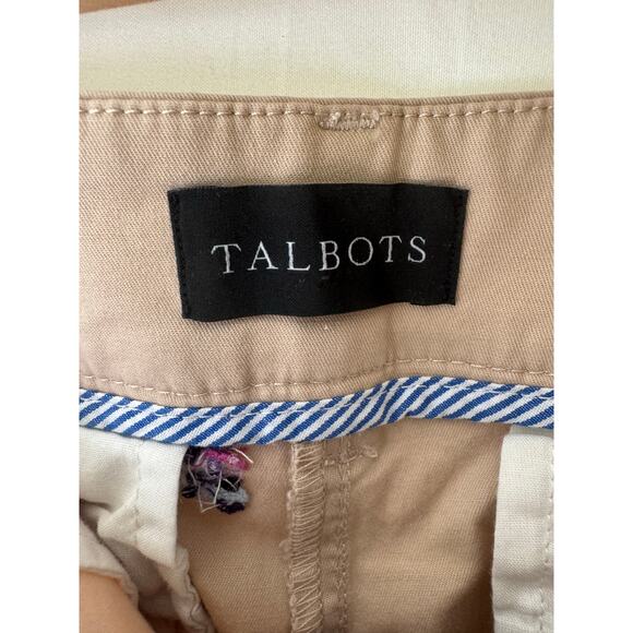 Talbots Women’s 4 Khaki Chino Pants Vespa Allover Embroidery Stretch Preppy EUC - Picture 6 of 10